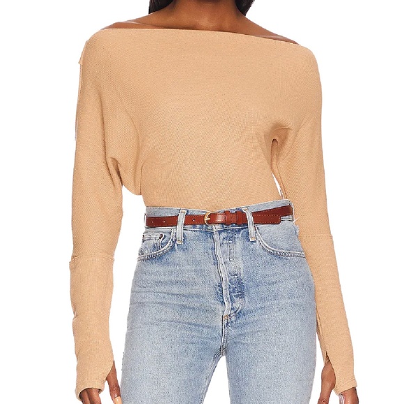 Free People We The Free Fuji Off The Shoulder Thermal Top Pale Camel - Picture 3 of 11